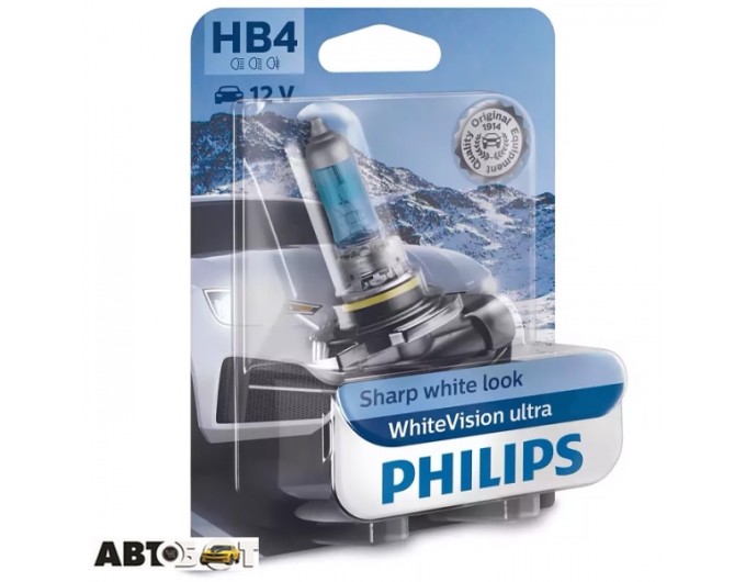 Галогенная лампа Philips WhiteVision Ultra +60% HB4 51W 12V 4200K 9006WVUB1 (1 шт.), цена: 743 грн.