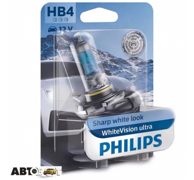 Галогенна лампа Philips WhiteVision Ultra +60% HB4 51W 12V 4200K 9006WVUB1 (1 шт.), ціна: 605 грн.