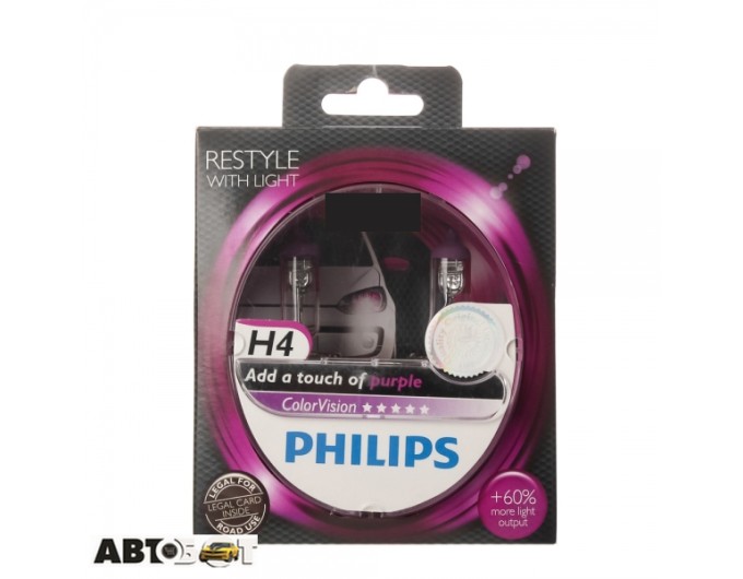 Галогенна лампа Philips H4 ColorVision Purple 12V 12342CVPPS2 (2шт.), ціна: 1 425 грн.