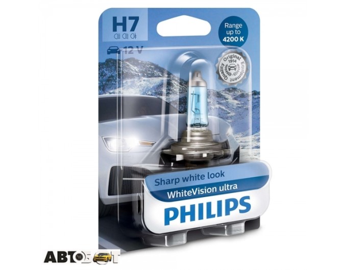 Галогенная лампа Philips WhiteVision ultra +60% H7 4200K 12972WVUB1 (1 шт.), цена: 692 грн.