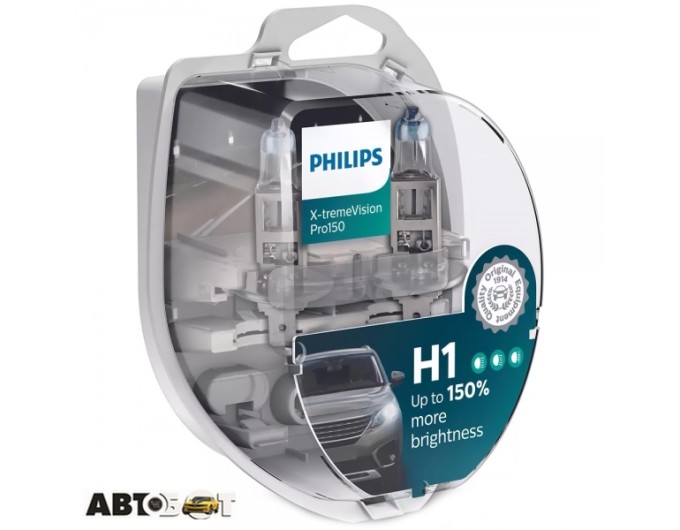 Галогенная лампа Philips X-tremeVision Pro150 +150% H1 55W 12V 3450K 12258XVPS2 (2 шт.), цена: 1 112 грн.