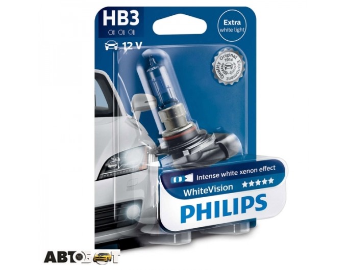Галогенна лампа Philips WhiteVision HB3 12V 9005WHVB1 (1шт.), ціна: 741 грн.