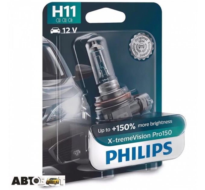 Галогенная лампа Philips X-tremeVision Pro150 +150% H11 55W 12V 3450K 12362XVPB1 (1 шт.), цена: 1 124 грн.