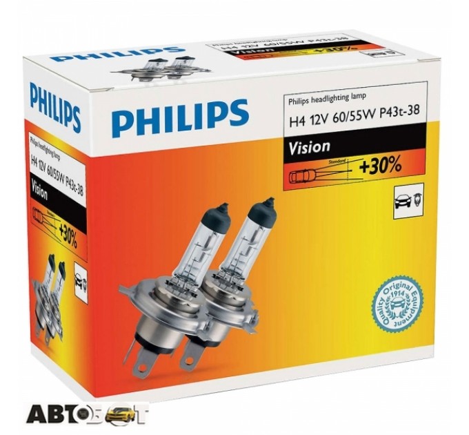 Галогенная лампа Philips Premium H4 12V 60/55W PH12342PRC2 (2 шт.), цена: 192 грн.