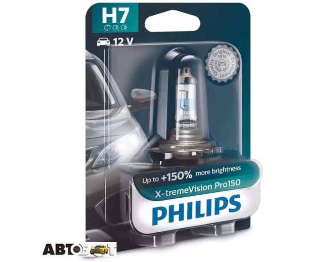 Галогенная лампа Philips X-tremeVision Pro150 +150% H7 55W 12V 3400K 12972XVPB1 (1 шт.), цена: 732 грн.