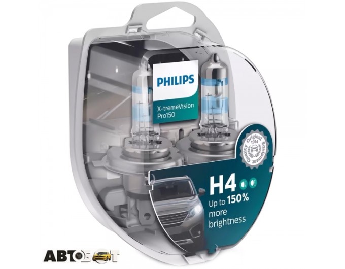 Галогенная лампа Philips X-tremeVision Pro150 +150% H4 60/55W 12V 3600K 12342XVPS2 (2 шт.), цена: 1 128 грн.