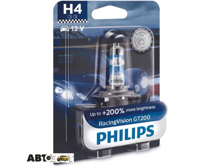 Галогенная лампа Philips RacingVision GT200 H4 12V 60W 12342RGTB1 (1 шт.), цена: 583 грн.