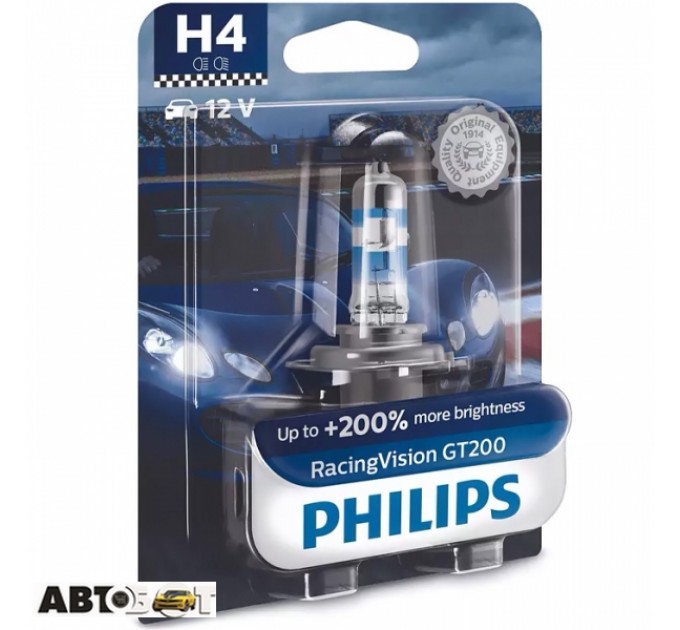 Галогенная лампа Philips RacingVision GT200 H4 12V 60W 12342RGTB1 (1 шт.), цена: 403 грн.