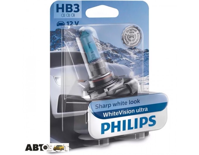 Галогенная лампа Philips WhiteVision Ultra +60% HB3 60W 12V 3800K 9005WVUB1 (1 шт.), цена: 977 грн.