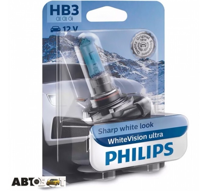 Галогенная лампа Philips WhiteVision Ultra +60% HB3 60W 12V 3800K 9005WVUB1 (1 шт.), цена: 731 грн.
