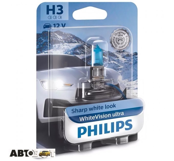 Галогенна лампа Philips WhiteVision Ultra +60% H3 55W 12V 3900K 12336WVUB1 (1 шт.), ціна: 413 грн.
