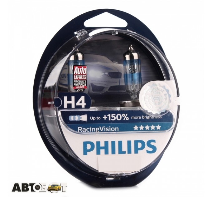 Галогенна лампа Philips H4 RacingVision 55W 12342RVS2 2шт, ціна: 762 грн.