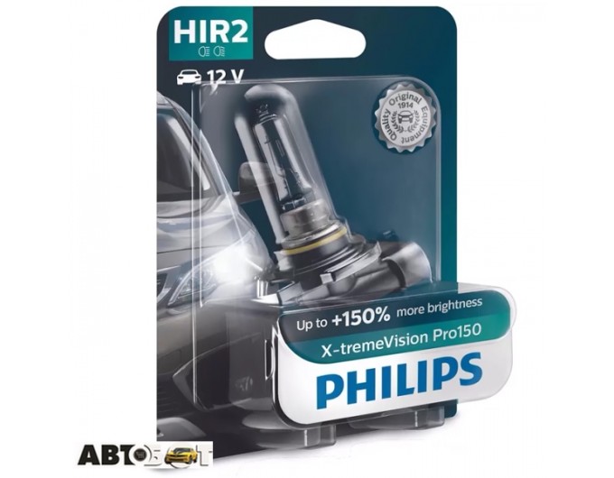 Галогенная лампа Philips X-tremeVision Pro150 +150% HIR2 55W 12V 3350K 9012XVPB1 (1 шт.), цена: 1 650 грн.