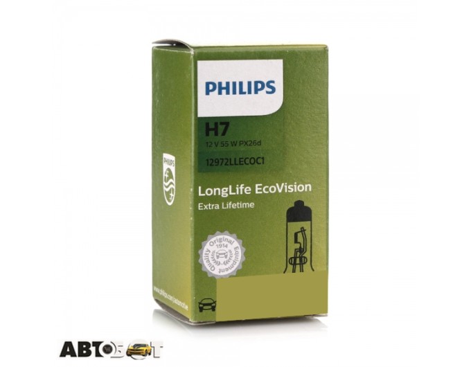 Галогенная лампа Philips LongLife EcoVision H7 12V 12972LLECOC1 (1шт.), цена: 370 грн.