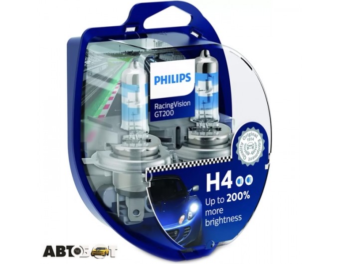 Галогенная лампа Philips RacingVision GT200 H4 12V 60W 12342RGTS2 (2 шт.), цена: 1 164 грн.