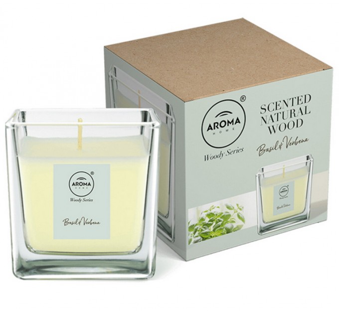 Свічка ароматична Aroma Home Candles Woody Series Basil&Verbena 155г, ціна: 391 грн.