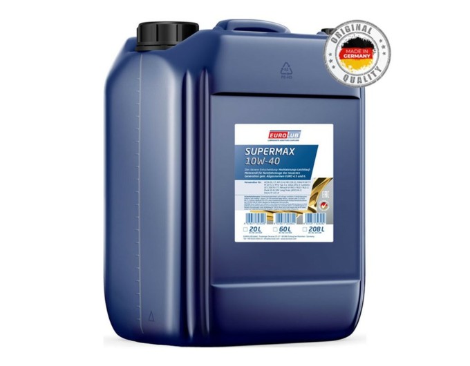 Моторне масло EuroLub Supermax 10W-40 20л, ціна: 5 383 грн.
