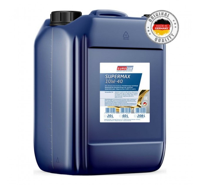 Моторное масло EuroLub Supermax 10W-40 20л, цена: 5 341 грн.